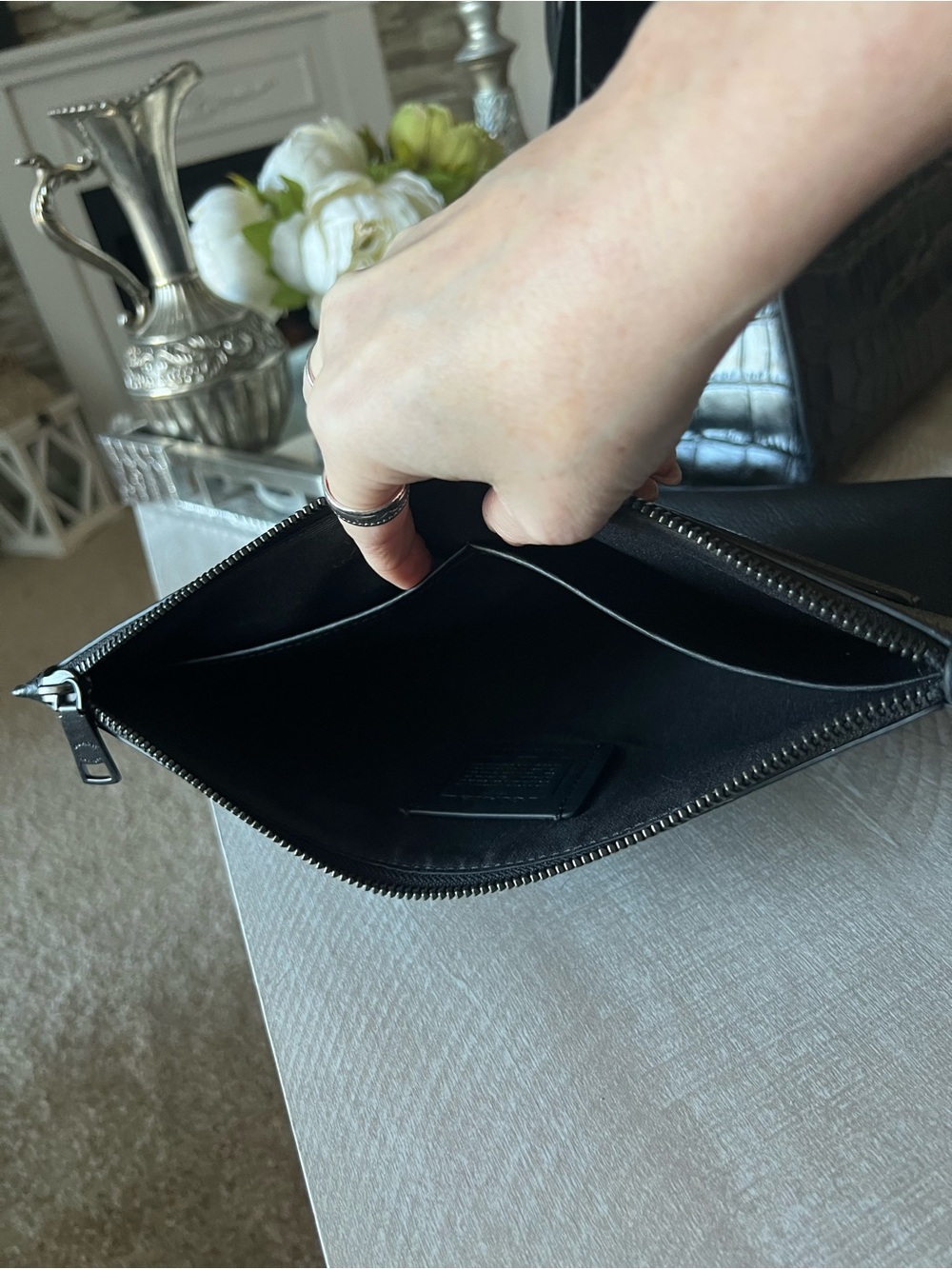 Coach Black Leather Pouch - Classic Minimalist Design - Picture 3 of 4